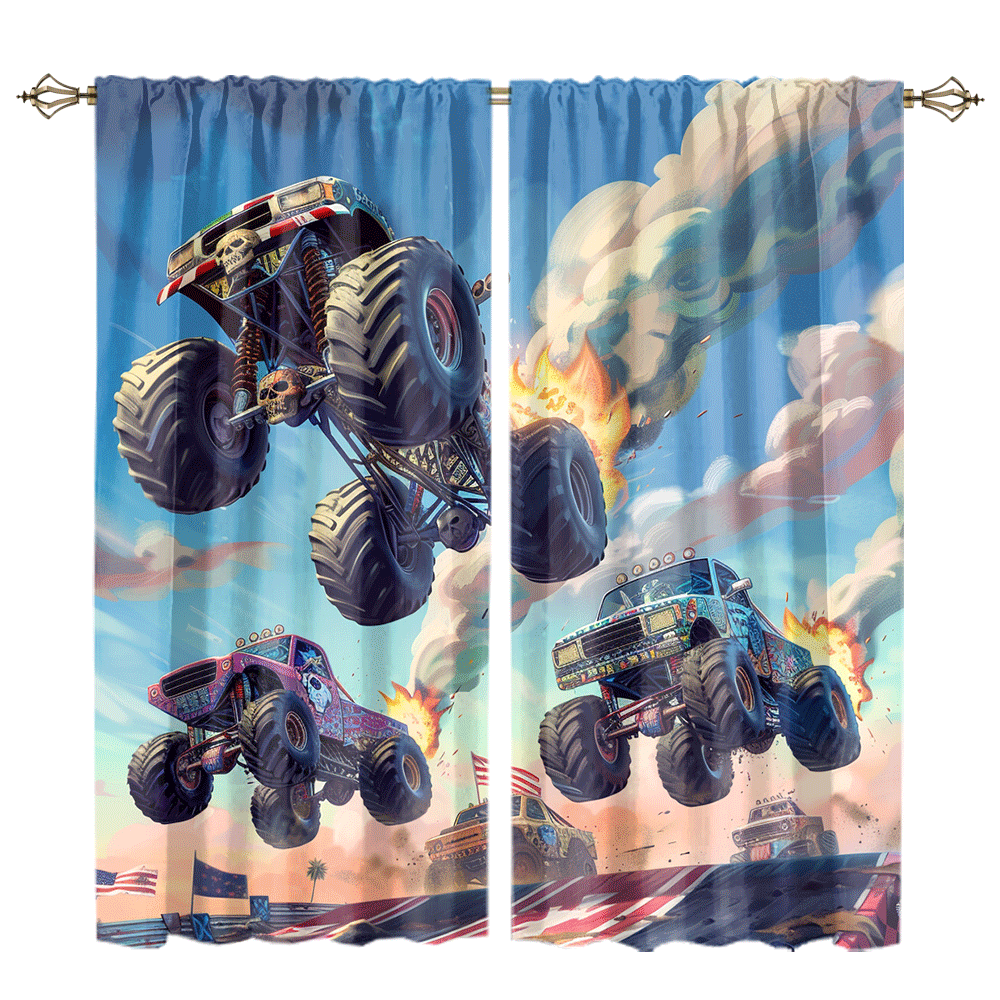 Modern-Cartoon-Monster-Truck-Watercolor-Racing-Black-White-Plaid-Anime-Monster-Trucks-CGCL-1-1-c40864862eaa91b32b0ae73bf8e8f94f