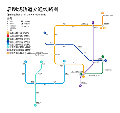 启明城轨道交通线路图