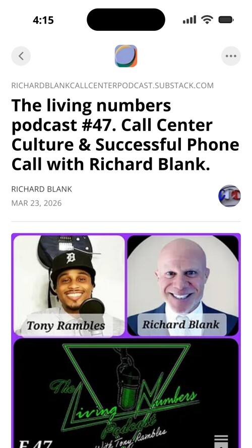 The living numbers podcast #47. Call Center Culture & Successful Phone Call with Richard Blank. (6)