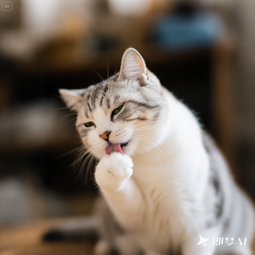 jimeng 2025 07 04 3595 猫咪舔毛的动作