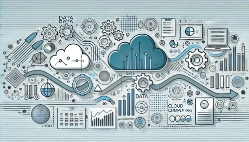 DALL·E 2024 07 25 17.07.25 A 2D style banner image featuring the themes of data, cloud computing, an