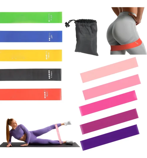 10pc 粉色混色5级瑜伽健身阻力带