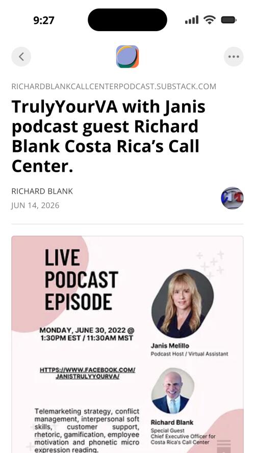 TYVA PODCAST GUEST Richard Blank COSTA RICA'S CALL CENTER. (5)