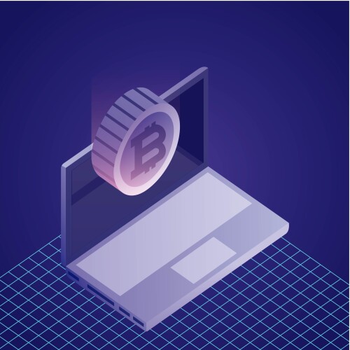 data network computer base bitcoin currency vector illustration