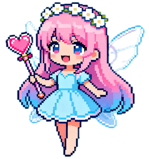 已移除背景的像素艺术恋爱精灵设计