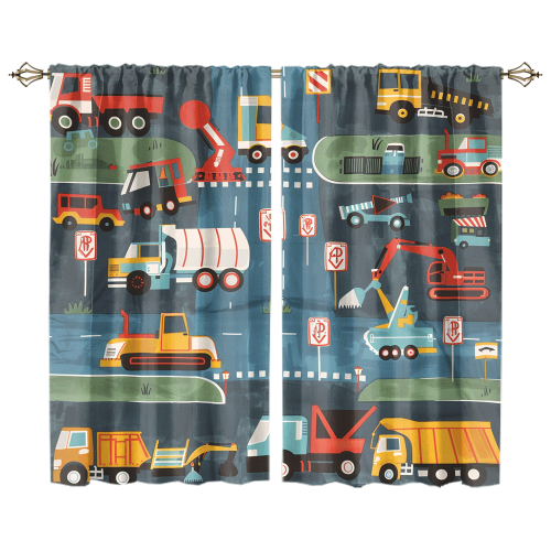 Abstract Cartoon City Truck Rustic Colorful Construction Machinery Bulldozer Excavator CGCL 1 7