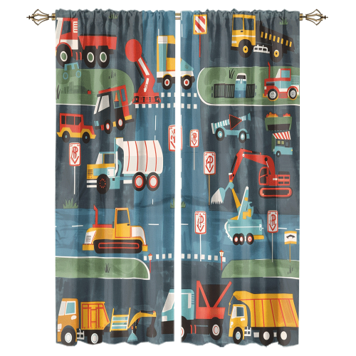Abstract Cartoon City Truck Rustic Colorful Construction Machinery Bulldozer Excavator CGCL 1 3
