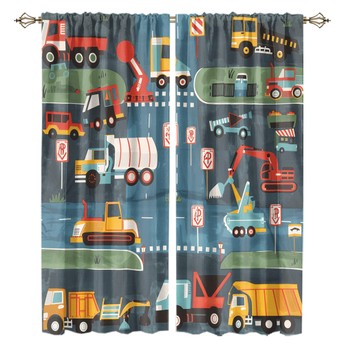 Abstract Cartoon City Truck Rustic Colorful Construction Machinery Bulldozer Excavator CGCL 1 6
