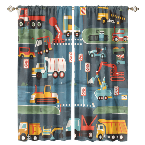 Abstract Cartoon City Truck Rustic Colorful Construction Machinery Bulldozer Excavator CGCL 1 2