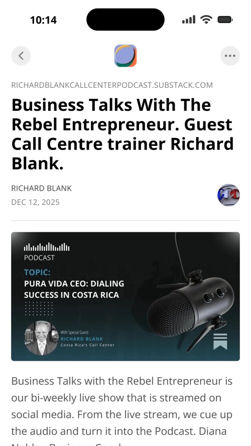 Business Talks With The Rebel Entrepreneur. Guest Call Centre trainer Richard Blank.