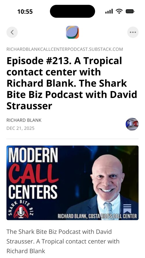 Episode #213. A Tropical contact center with Richard Blank. The Shark Bite Biz Podcast with David St