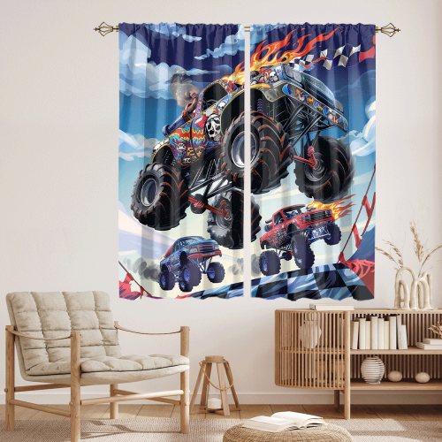 Cool Cartoon Monster Truck Modern Racing Black White Plaid Anime Monster Trucks CGCL 4