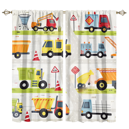 Modern Cartoon City Truck Watercolor Colorful Construction Engineering Machinery Bulldozer Excavator