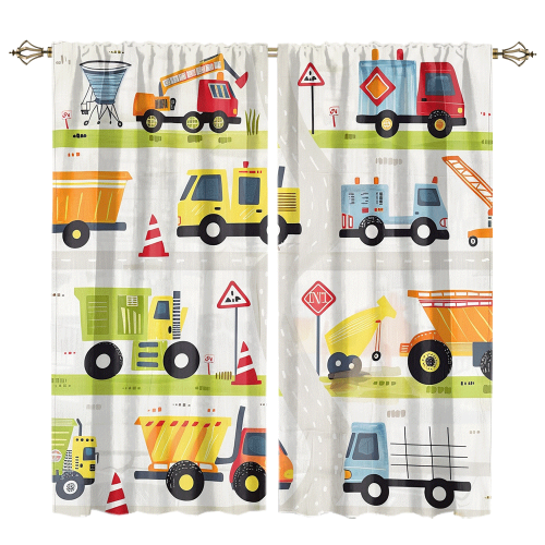 Modern Cartoon City Truck Watercolor Colorful Construction Engineering Machinery Bulldozer Excavator