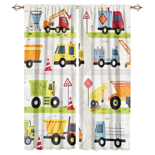 Modern Cartoon City Truck Watercolor Colorful Construction Engineering Machinery Bulldozer Excavator