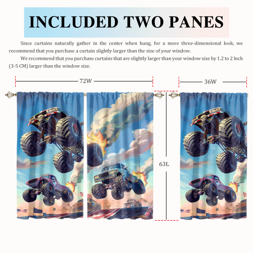 Modern Cartoon Monster Truck Watercolor Racing Black White Plaid Anime Monster Trucks CGCL 2 7