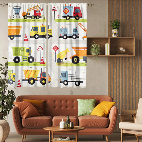 Modern Cartoon City Truck Watercolor Colorful Construction Engineering Machinery Bulldozer Excavator