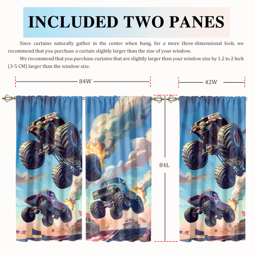 Modern Cartoon Monster Truck Watercolor Racing Black White Plaid Anime Monster Trucks CGCL 2 8