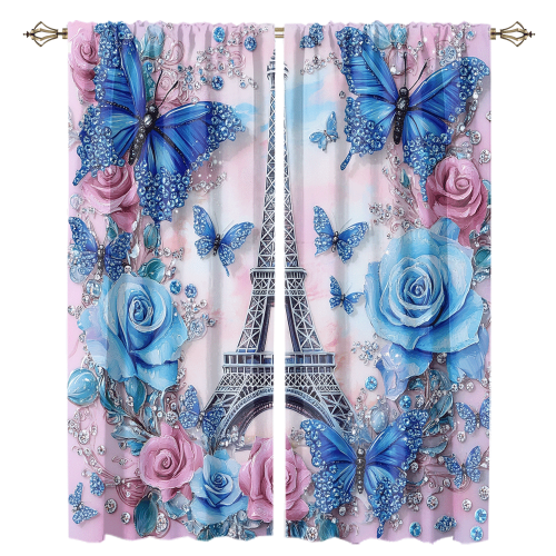 Modern Eiffel Tower Butterfly Rustic Spring Romantic Paris Rose Print Florals CGCL 1 2