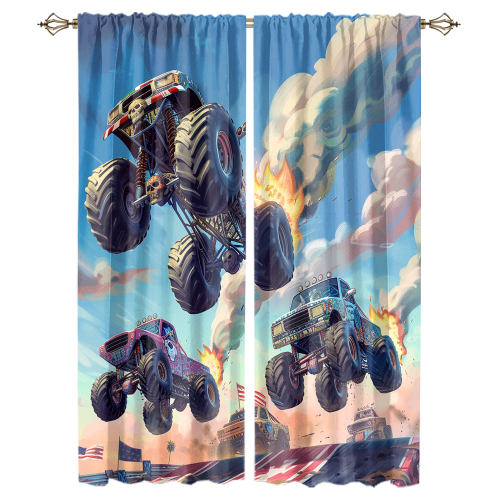 Modern-Cartoon-Monster-Truck-Watercolor-Racing-Black-White-Plaid-Anime-Monster-Trucks-CGCL-1-3-5790e91b728d4a35d4f3a6102024941d.png