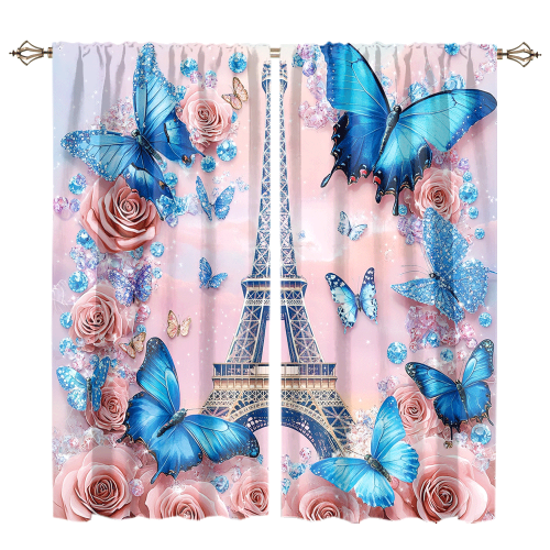 Modern Eiffel Tower Florals Watercolor Romantic Paris Spring Rose Print Butterfly CGCL 1 5