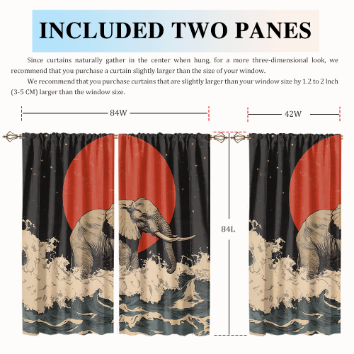 Modern Japanese Style Elephant Abstract Wildlife Elephant Japan Great Wave Red Sun CGCL 2 8