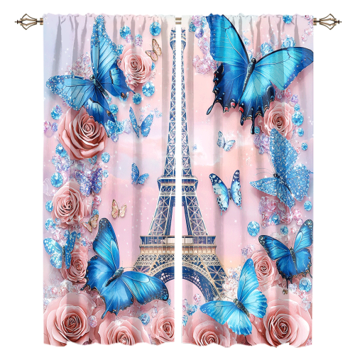 Modern Eiffel Tower Florals Watercolor Romantic Paris Spring Rose Print Butterfly CGCL 1 2