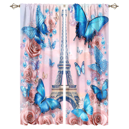 Modern Eiffel Tower Florals Watercolor Romantic Paris Spring Rose Print Butterfly CGCL 1 3