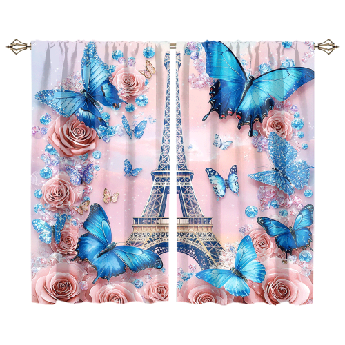 Modern Eiffel Tower Florals Watercolor Romantic Paris Spring Rose Print Butterfly CGCL 1 7