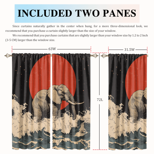 Modern Japanese Style Elephant Abstract Wildlife Elephant Japan Great Wave Red Sun CGCL 2 6