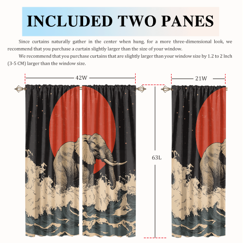 Modern Japanese Style Elephant Abstract Wildlife Elephant Japan Great Wave Red Sun CGCL 2 3