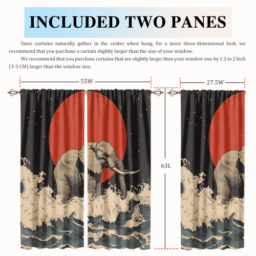 Modern Japanese Style Elephant Abstract Wildlife Elephant Japan Great Wave Red Sun CGCL 2 4