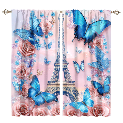 Modern Eiffel Tower Florals Watercolor Romantic Paris Spring Rose Print Butterfly CGCL 1 8