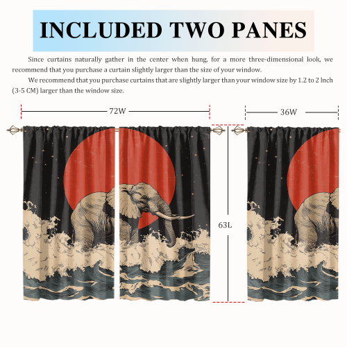 Modern Japanese Style Elephant Abstract Wildlife Elephant Japan Great Wave Red Sun CGCL 2 7