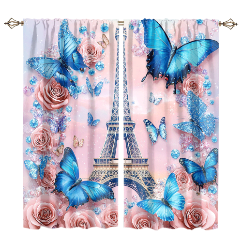 Modern Eiffel Tower Florals Watercolor Romantic Paris Spring Rose Print Butterfly CGCL 1 1