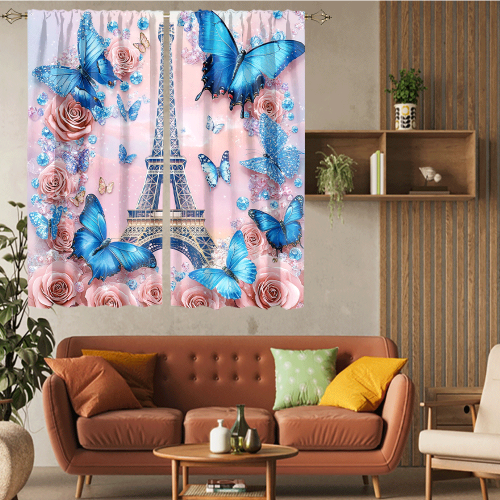 Modern Eiffel Tower Florals Watercolor Romantic Paris Spring Rose Print Butterfly CGCL 5