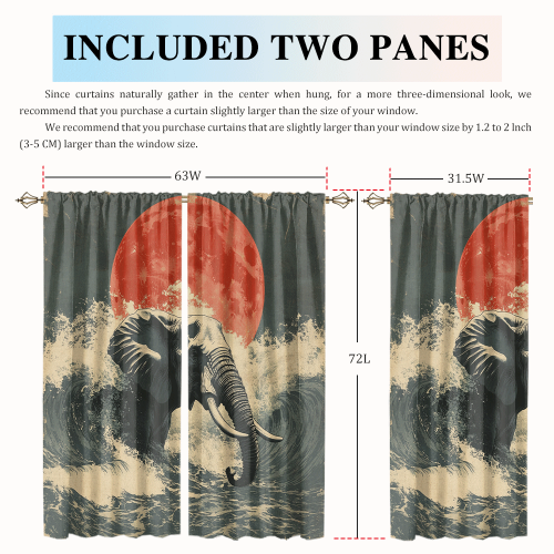 Watercolor Japanese Great Wave Elephant Rustic Painting Art Japanese Red Sun Elephant CGCL 2 6