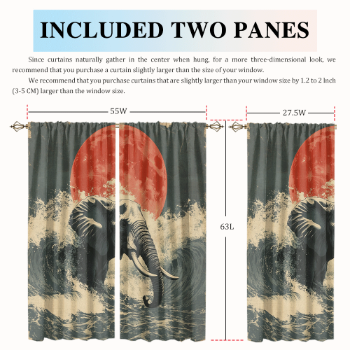 Watercolor Japanese Great Wave Elephant Rustic Painting Art Japanese Red Sun Elephant CGCL 2 4