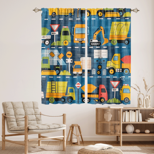 Watercolor Cartoon City Truck Abstract Colorful Construction Machinery Bulldozer Excavator CGCL 4