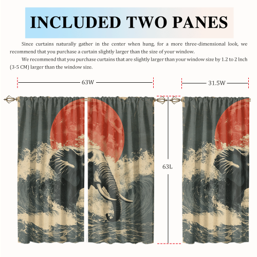 Watercolor Japanese Great Wave Elephant Rustic Painting Art Japanese Red Sun Elephant CGCL 2 5