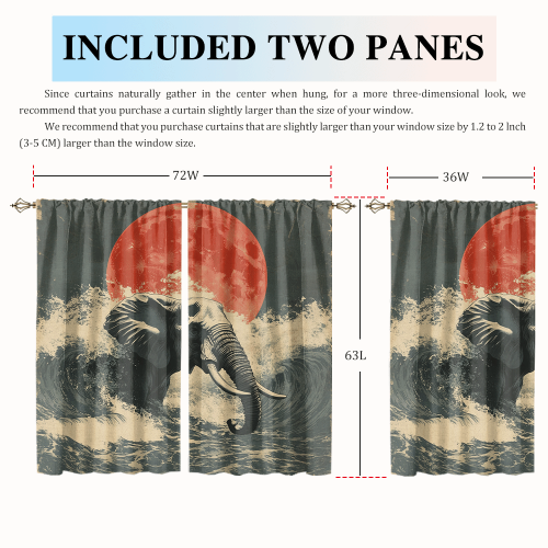 Watercolor Japanese Great Wave Elephant Rustic Painting Art Japanese Red Sun Elephant CGCL 2 7