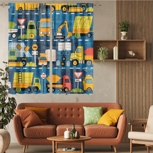 Watercolor Cartoon City Truck Abstract Colorful Construction Machinery Bulldozer Excavator CGCL 5