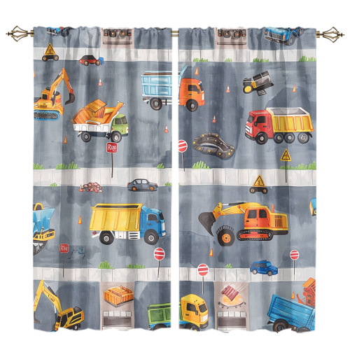 Rustic Cartoon City Truck Modern Colorful Construction Machinery Bulldozer Excavator CGCL 1 1