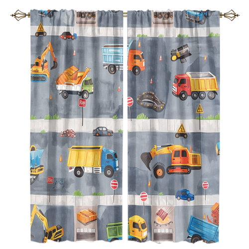 Rustic Cartoon City Truck Modern Colorful Construction Machinery Bulldozer Excavator CGCL 1 2