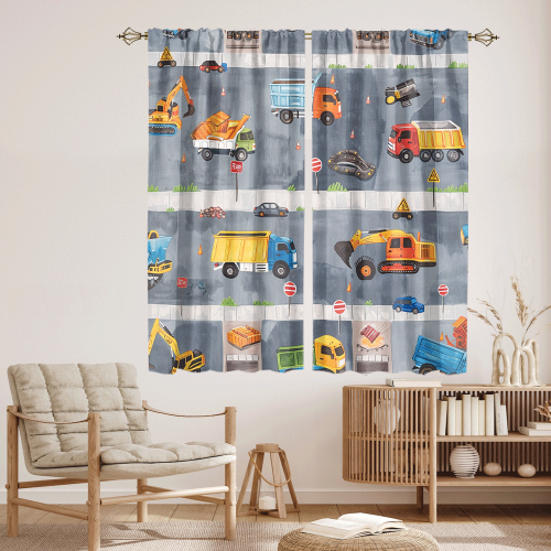 Rustic Cartoon City Truck Modern Colorful Construction Machinery Bulldozer Excavator CGCL 4