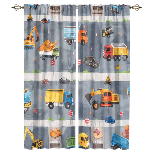 Rustic Cartoon City Truck Modern Colorful Construction Machinery Bulldozer Excavator CGCL 1 3