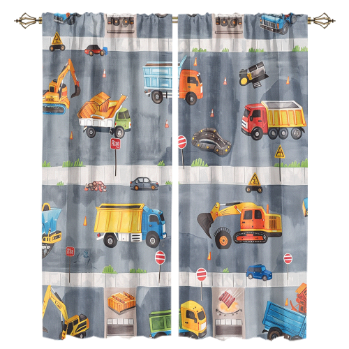 Rustic Cartoon City Truck Modern Colorful Construction Machinery Bulldozer Excavator CGCL 1 6