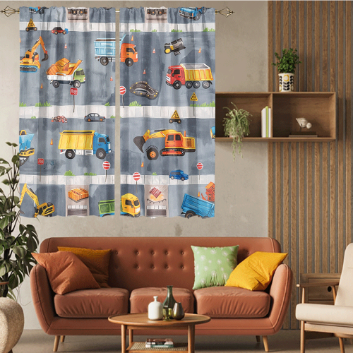 Rustic Cartoon City Truck Modern Colorful Construction Machinery Bulldozer Excavator CGCL 5