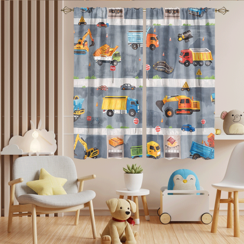 Rustic Cartoon City Truck Modern Colorful Construction Machinery Bulldozer Excavator CGCL 6