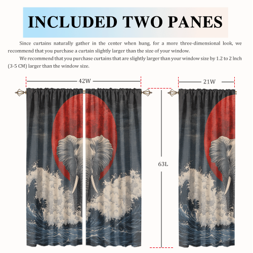 Rustic Japanese Style Elephant Watercolor Wildlife Elephant Japan Great Wave Red Sun CGCL 2 3